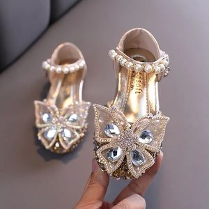 Butterfly Sequins Rhinestone Princess Shoes.Sizes 5 toddler to 3 big kid